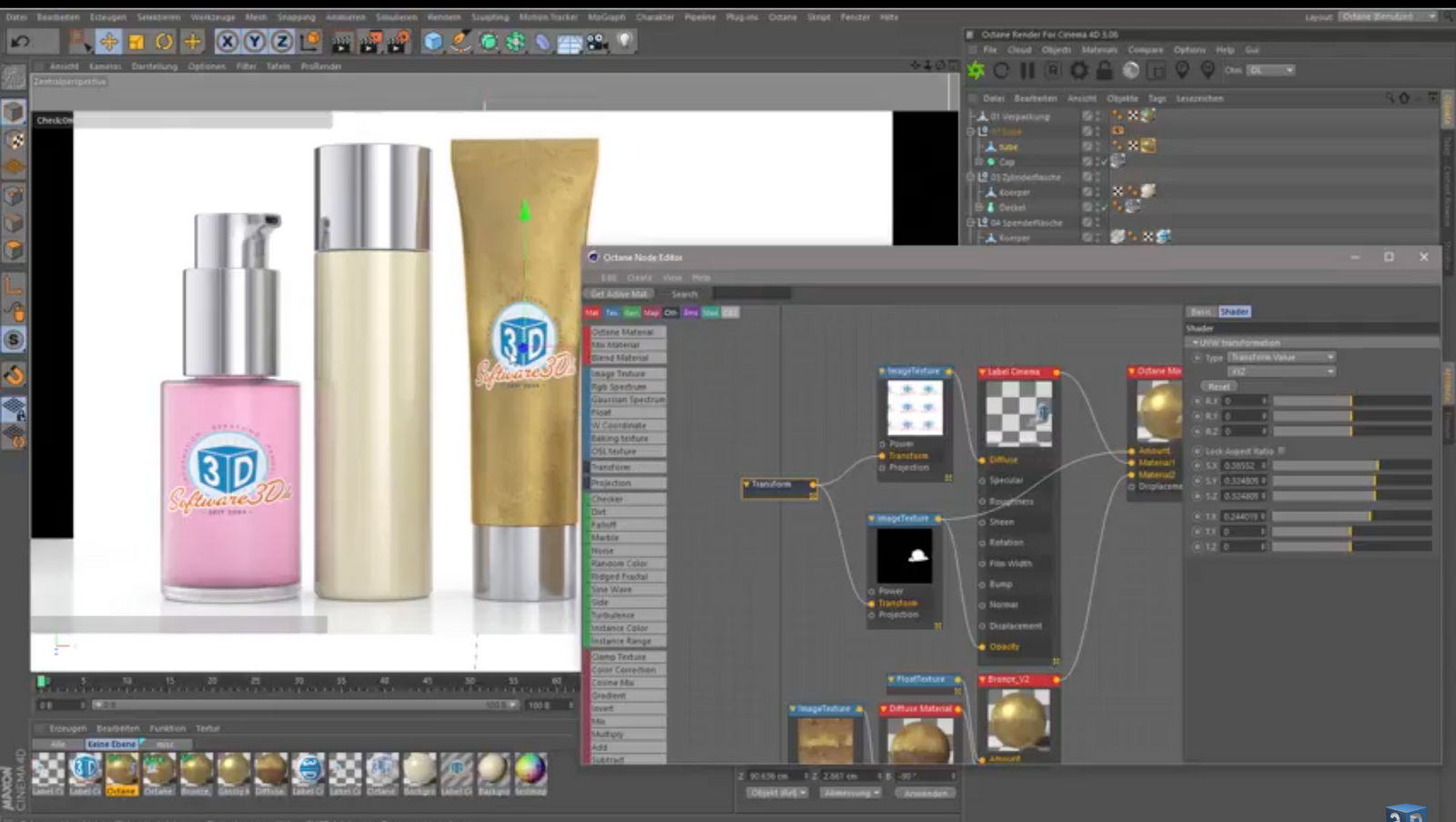 CINEMA 4D und Octane Render – alles zu Materialien, Mapping, Layering, Labels und UVs