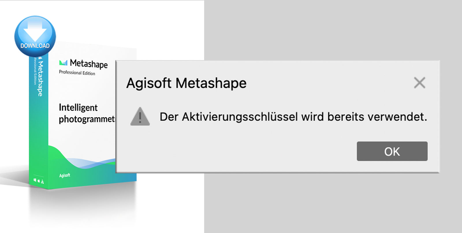 Metashape Lizenz wird bereits verwendet