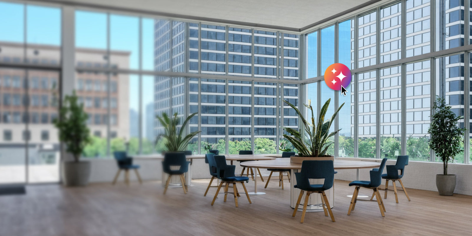 KI-generiertes Rendering eines Büroraums mit SketchUp AI