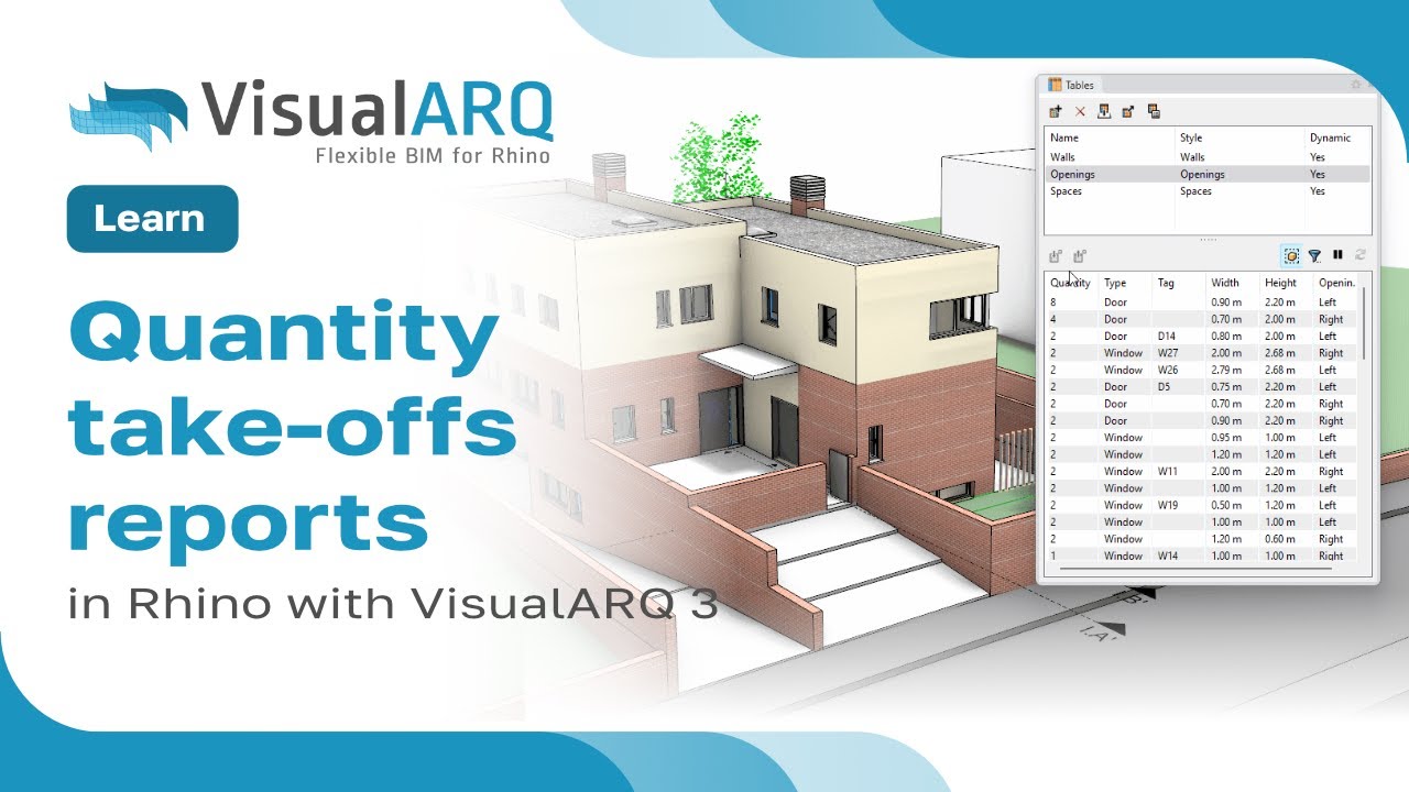 Mengenauszüge in Rhino mit VisualARQ 3 – Table-Report-Panel