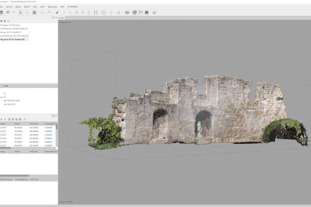 Photogrammetrie Grundlagen & Metashape Training