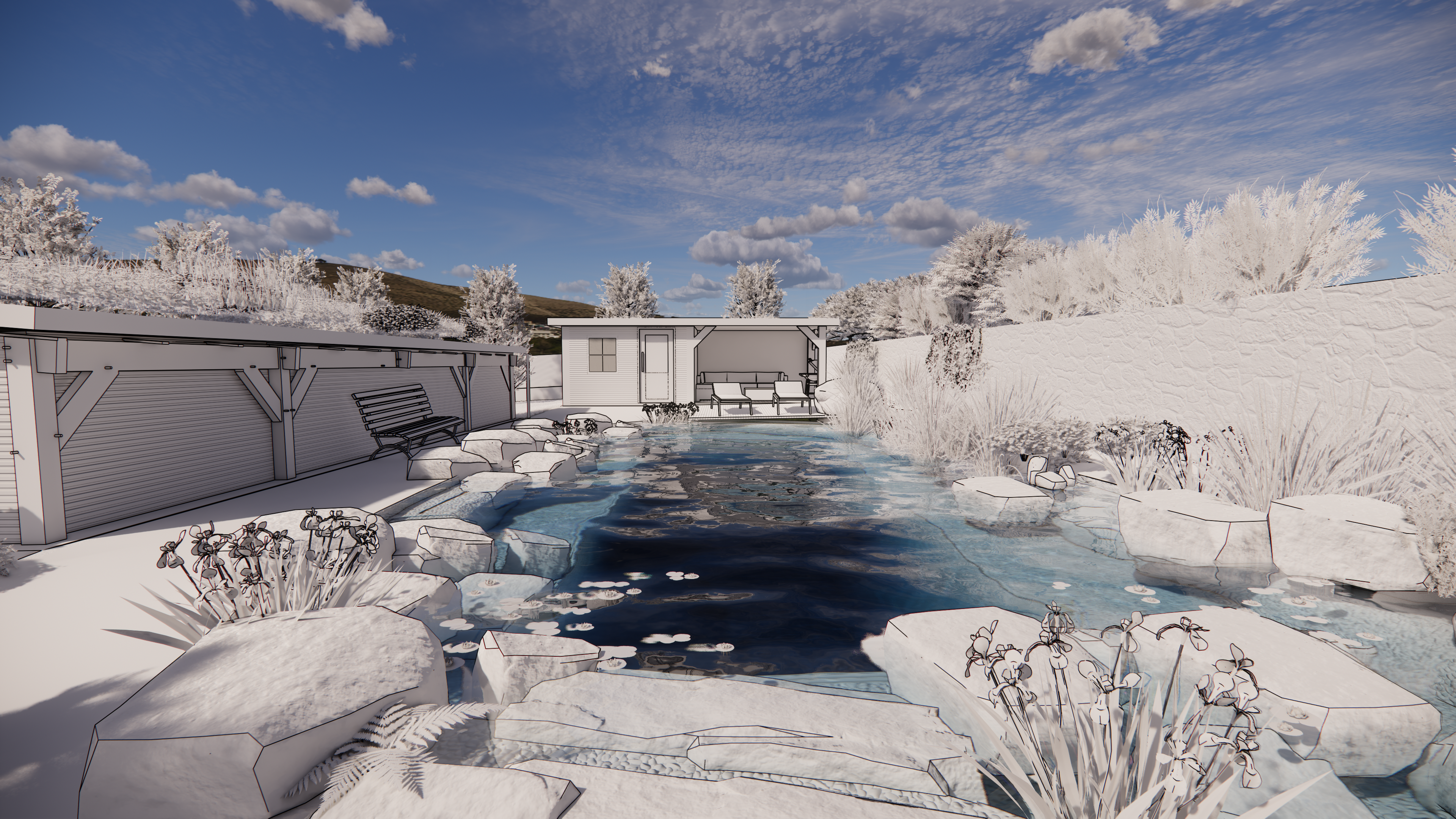 Gartenplanung als Weißmodell in SketchUp mit LiDAR CRAFT AI