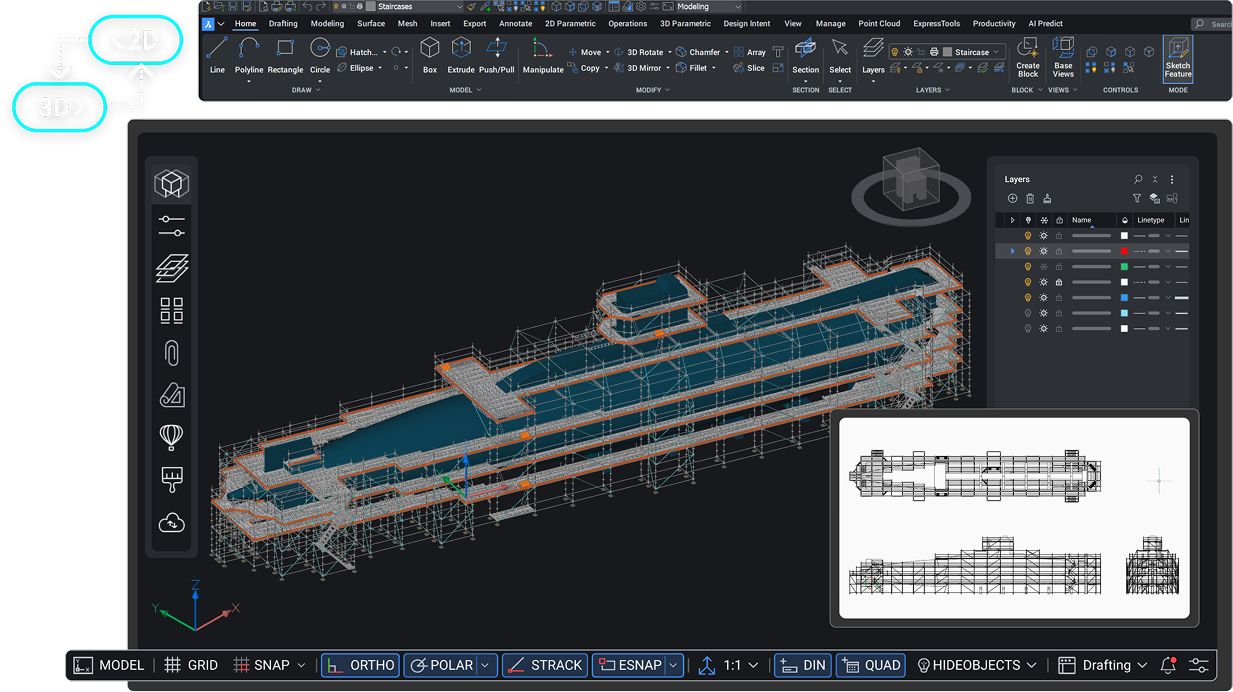 BricsCAD Ultimate – 2D- und 3D-Konstruktion