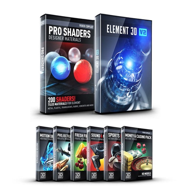 Studio Bundle (E3D + Motion Design Pack 1, Pro Shaders 1&5 3D Model Packs)