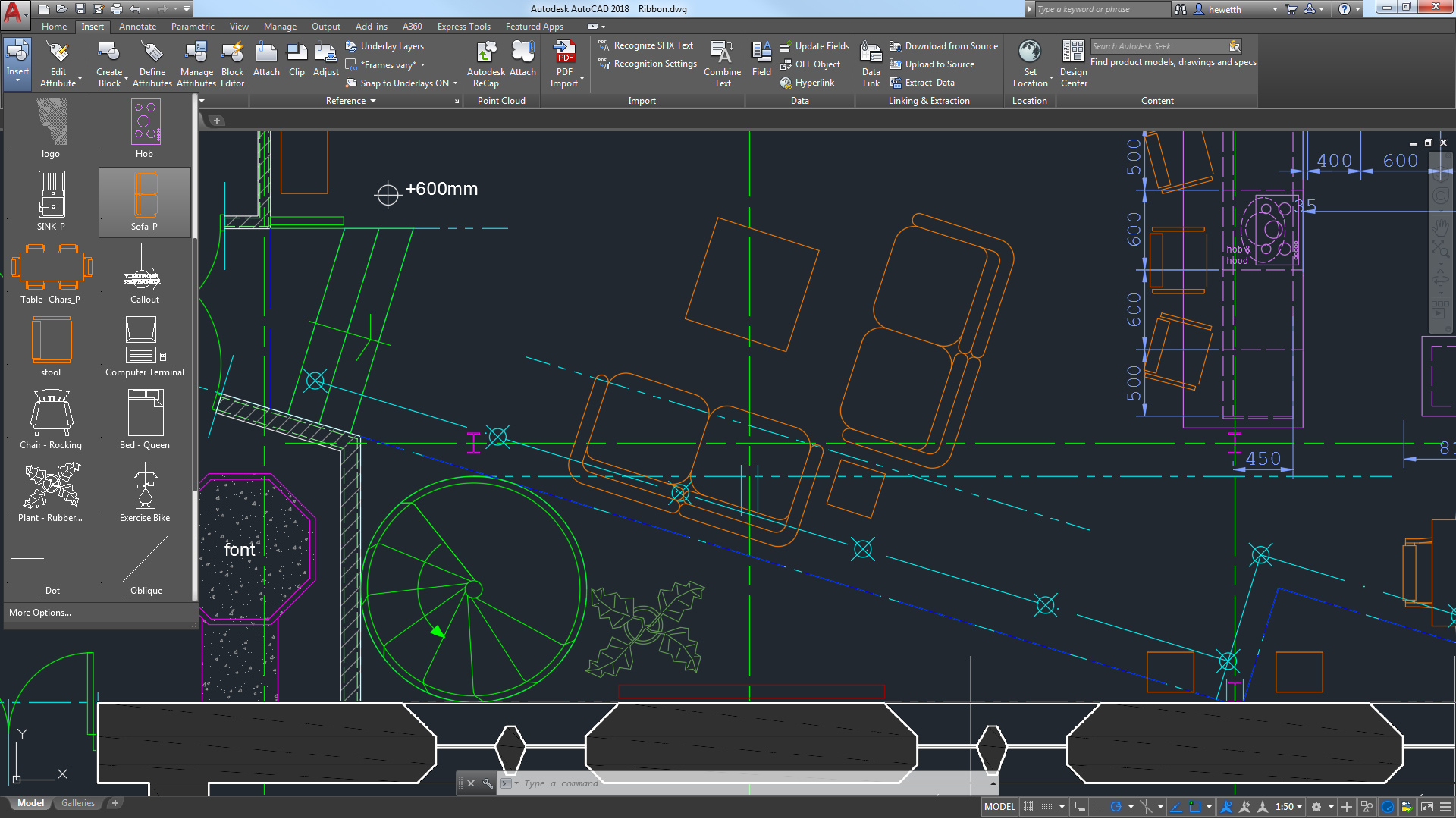 autodesk auto cad ribbon tabs and panels large